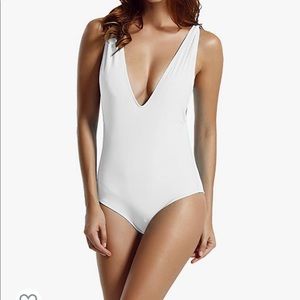 One piece bathing suit low cut